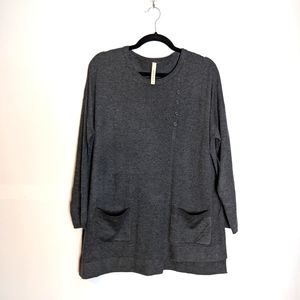 Match Point USA Asymmetrical Tunic Sweater Gray Size 0 Lagenlook